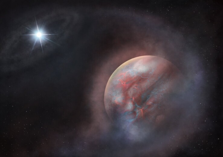 Künstlerische Darstellung des Exoplanetenkandidaten, der den Weißen Zwerg HS 0209+0832 umkreist