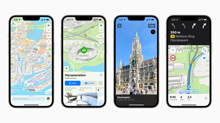Die neue Darstellung der Apple Maps (Bild: Apple)