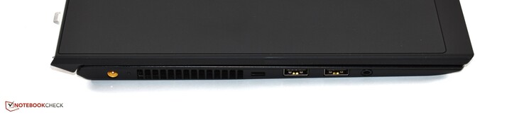 links: Ladeanschluss, Kensington-Lock-Slot, 2x USB 3.0 Typ A, Kombo-Audio