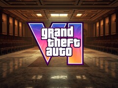 GTA 6 Logo mit einem Gerichtssaal im Hintergrund