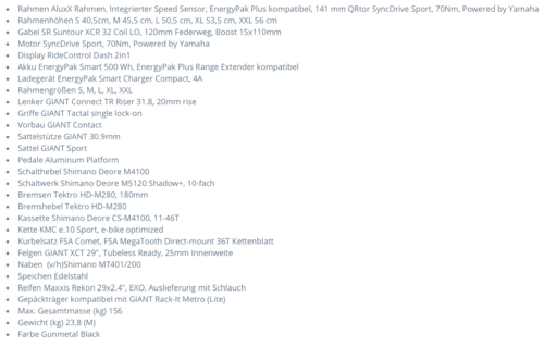 Die Ausstattung des Giant Fathom E+ 2 im Überblick (Bild: Fahrrad24)