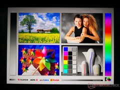 Große IPS-Blickwinkel. Beim Betrachten von extrem steilen Winkeln wirkt die Darstellung wärmer bzw. rötlicher.