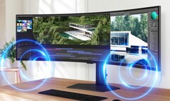 Samsung rüstet den ultrabreiten ViewFinity S9 mit neuem Standfuß und Umgebungslichtsensor auf. (Bild: Samsung)