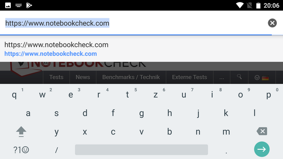 Tastatur im Querformat