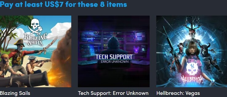 Die zweite Stufe enthält insgesamt acht Inhalte. (Bildquelle: Humble Bundle)