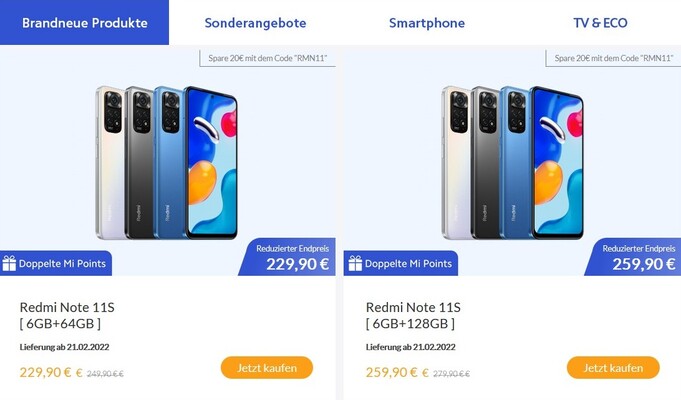 Redmi Note 11S: Xiaomi bietet auch die 11S-Smartphones zum Marktstart etwas günstiger an.