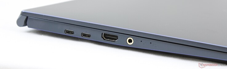 Links: 2x USB Typ-C + Thunderbolt 3, HDMI 1.4, 3,5-mm-Kombo