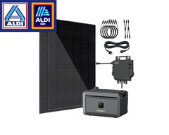 Aldi: Balkonkraftwerk mit Speicher von Growatt und bifazialen Solarmodulen (Bildquelle: Aldi, bearbeitet)