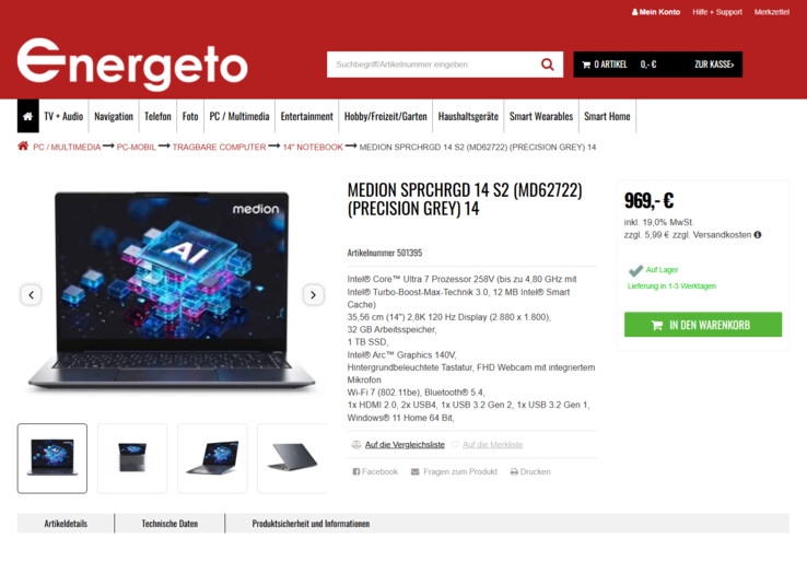 Medion SPRCHRGD 14 S2 (MD62722) für 969 Euro.