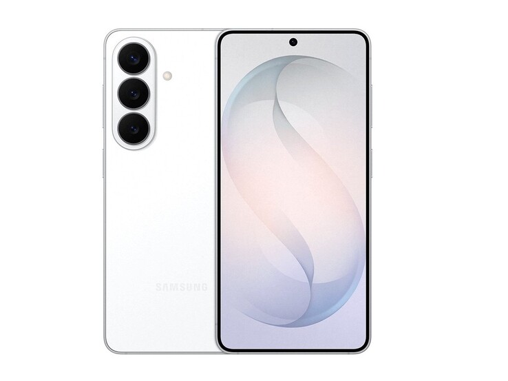 Das weiße Samsung Galaxy S26 in Form eines offiziellen Renderbilds.