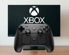 Steam Controller vor einem PC-Monitor mit Xbox-Game-Pass-Logo