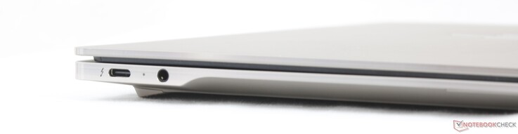 Links: USB-C Thunderbolt 4 mit DisplayPort 2.1 + Power Delivery 3.1, 3,5-mm-Kopfhöreranschluss
