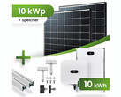 Solaranlage mit Stromspeicher, Hybrid-Wechselrichter und Montagesystem (Bild: Ja Solar, Huawei, Tepto)