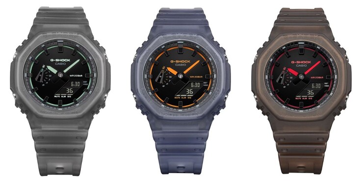 Von links nach rechts: Casio G-Shock GA-2100K-1A, GA-2100K-2A und GA-2100K-5A (Bildquelle: Casio, bearbeitet)