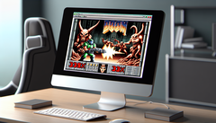 Der Retro-Shooter Doom ist dank der Kreativität der „ItRunsDoom“-Community nun auch im PDF-Format spielbar. (Bildquelle: DallE 3)