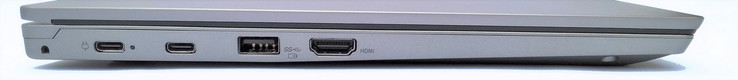 Linke Seite: 1x USB 3.1 Gen1 Typ-C als Netzanschluss, 1x USB 3.1 Gen1 Typ-C, 1x USB 3.0 Typ-A, 1x HDMI