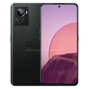 Das OnePlus 10R von vorne und hinten (Bild: @HeyitsYogesh/91mobiles)