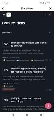 Nutzerideen für zukünftige Updates