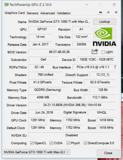 GPU-Z GTX 1050 Ti Max-Q