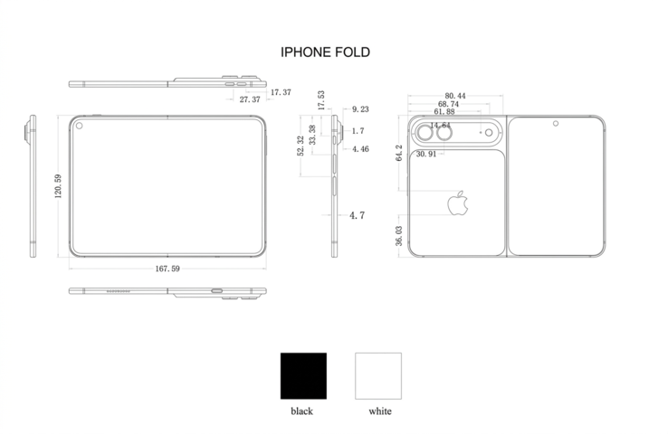 Angebliche Skizze des iPhone Ultra/Fold von einem Hüllenhersteller