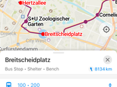 Darstellung der Berliner Linie 200 in Organic Maps.