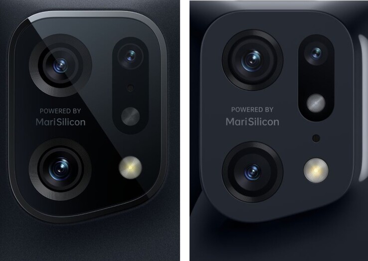 Das Oppo Find X5 (links) setzt auf ein einfacher ausgeführtes Kameramodul als das Find X5 Pro (rechts).