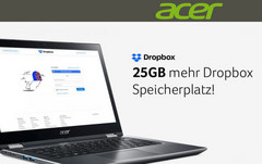 1 Jahr lang kostenlos 25 GB Dropbox-Speicher bei Kauf eines Acer Windows-PCs.