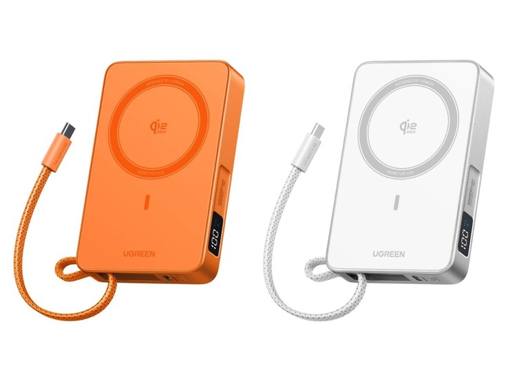 Die Ugreen MagFlow Qi2 25W Magnetic Power Bank startet in weiß und orange