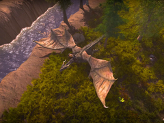 In-Game-Screenshot aus Wild Terra 2: New Lands – ein Drache am Flussufer. (Bildquelle: Wild Terra 2)