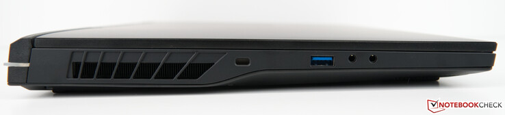 Links: Kensington Lock, USB-A 3.2 Gen2, Mikrofoneingang, Kopfhörerausgang