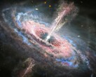 Illustration zeigt ein Schwarzes Loch und einen Quasar