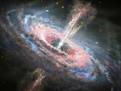 Illustration zeigt ein Schwarzes Loch und einen Quasar