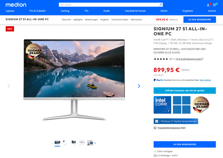 Medion Signium 27 S1 AIO 30041306 für 899,95 Euro.