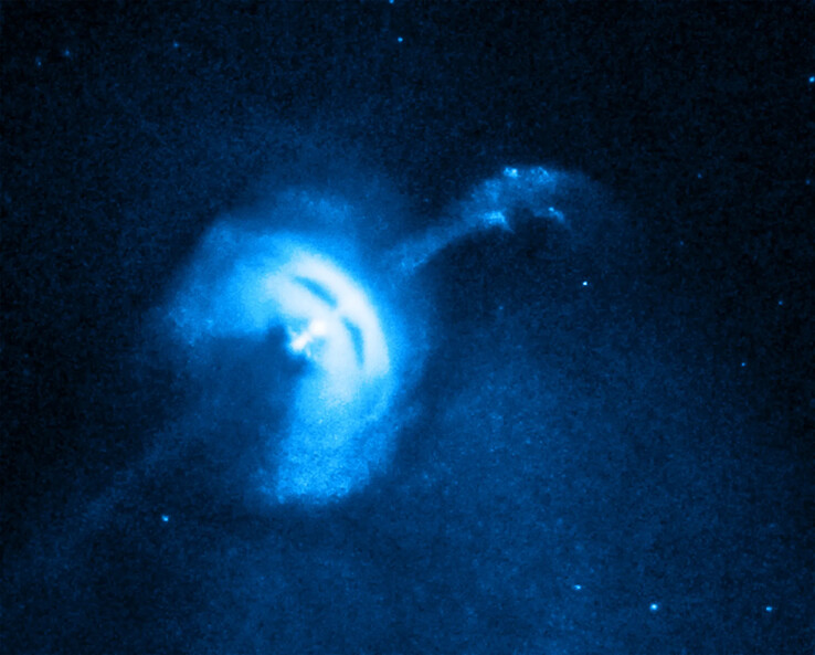 Pulsar PSR B0833-45 und sein Jet in einer künstlerischen Darstellung