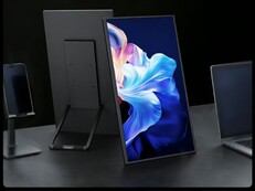 Ein Blick auf den Monitor. Dieser soll eine flexible Platzierung am Schreibtisch ermöglichen.