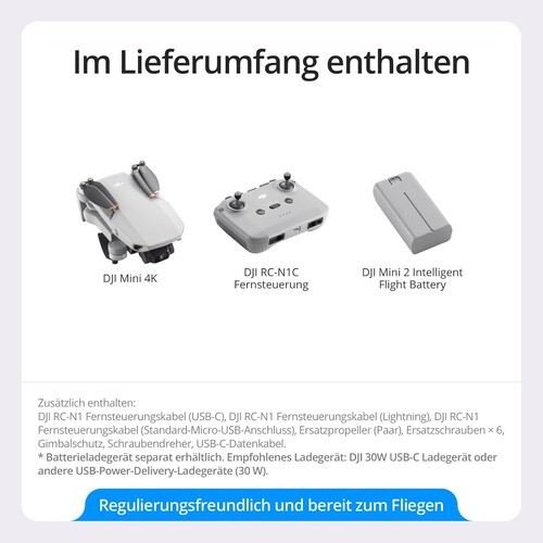 Lieferumfang der DJI Mini 4K-Drohne