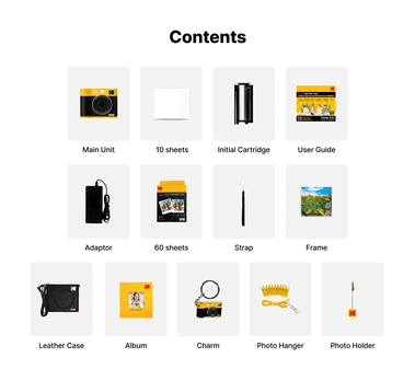 Im Geschenkset gibt es die Kodak Mini Shot 4 mit allerlei Zubehör.