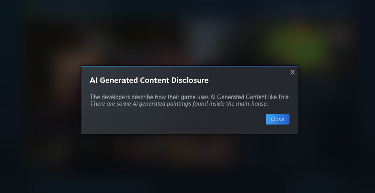 So sieht die generative KI-Offenlegung von Steam aus.
