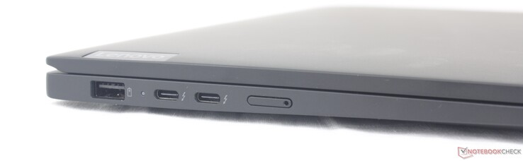 links: USB-A 3.2 Gen. 1, 2x USB-C w/ Thunderbolt 4 + DisplayPort + Power Delivery, Nano-SIM slot (optional)