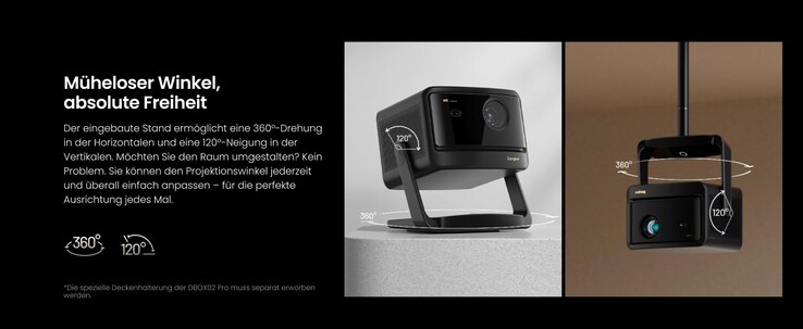 Der integrierte Standfuß erlaubt die flexible Ausrichtung (Bildquelle: Dangbei)