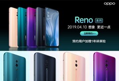 Das Oppo Reno zeigt sich mit vielen neuen Farbvarianten in offiziellen Renderbildern.