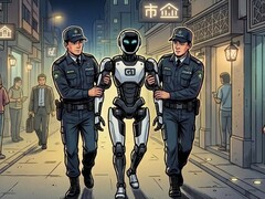 In China wurde ein humanoider Roboter wie eine lebende Person von der Polizei abgeführt.