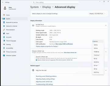 4K-Modus mit max. 160 Hz ist Standard