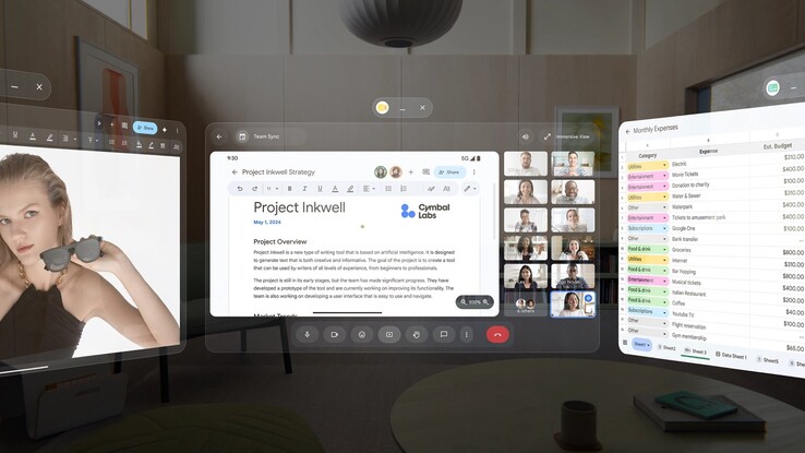 Xreal Aura erlaubt es, bis zu fünf virtuelle Monitore frei im Raum zu platzieren.