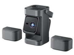 Der Soundcore Nebula P1 Projektor kommt mit zwei abnehmbaren Lautsprechern.