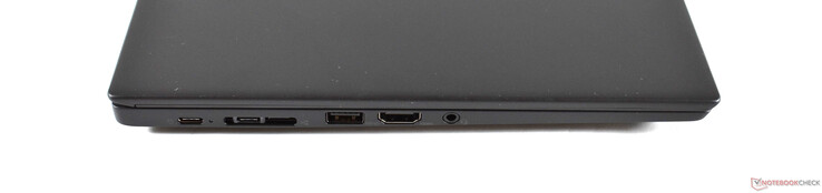 links: 2x USB 3.1 Gen 2 Typ-C, miniEthernet/Dockingport, USB 3.0 Typ-A, HDMI 2.0, Kombo-Audio