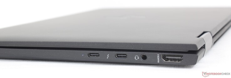 Rechts: 2x USB-C mit Thunderbolt 4 + DisplayPort 1.4 + Power Delivery, 3,5-mm-Combo-Audio, HDMI 2.0
