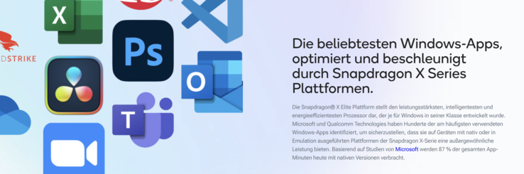 Qualcomm selbst gibt einen Überblick über beliebte Apps, die nativ auf Windows on ARM laufen. (Quelle: Qualcomm)