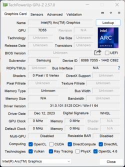 GPU-Z Intel Arc Graphics (7 Xe-Kerne)