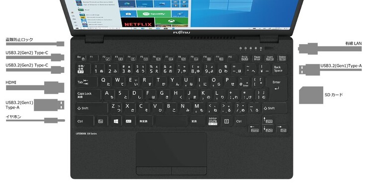 Das Fujitsu LifeBook UH-X/E3 bietet trotz ultraleichtem Gewicht eine ordentliche Anschluss-Auswahl. (Bild: Fujitsu)